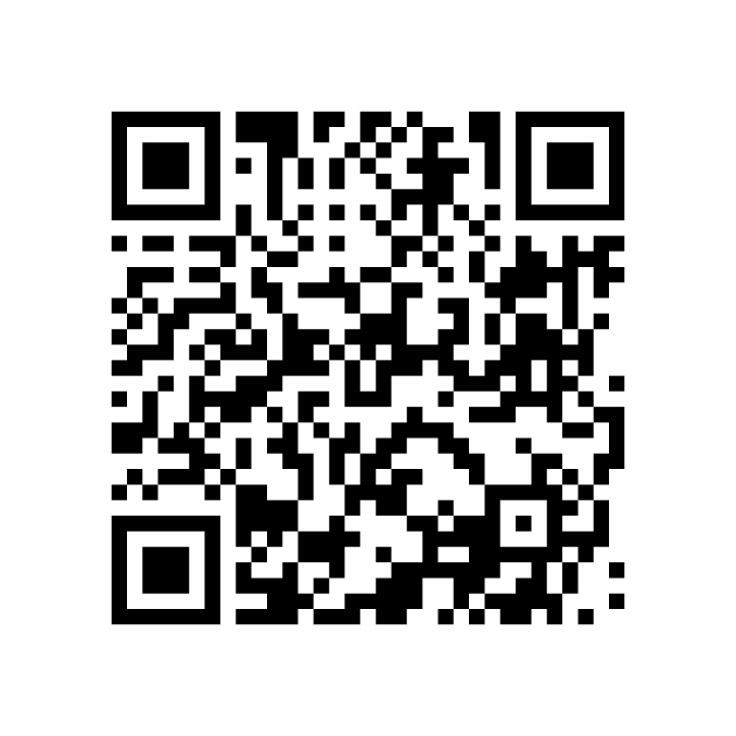 A black and white QR code against a plain background.